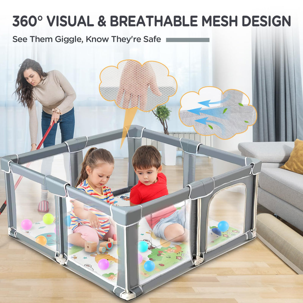 Foldable Baby Playpen with Mat W859748