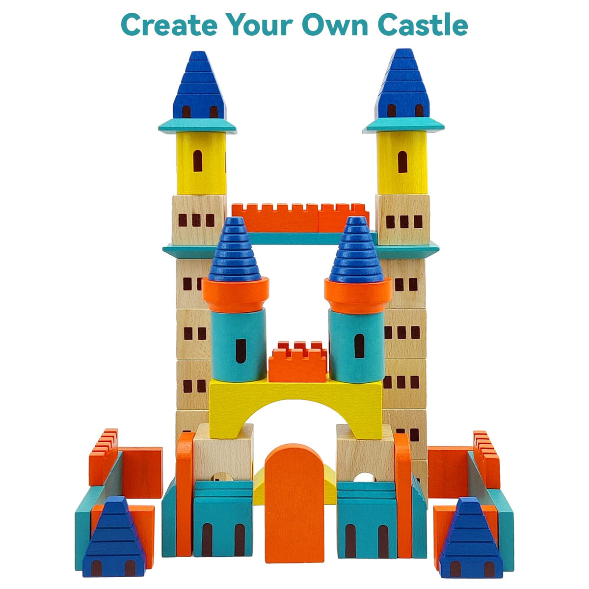 69 Pcs Wooden Building Blocks Set O162519