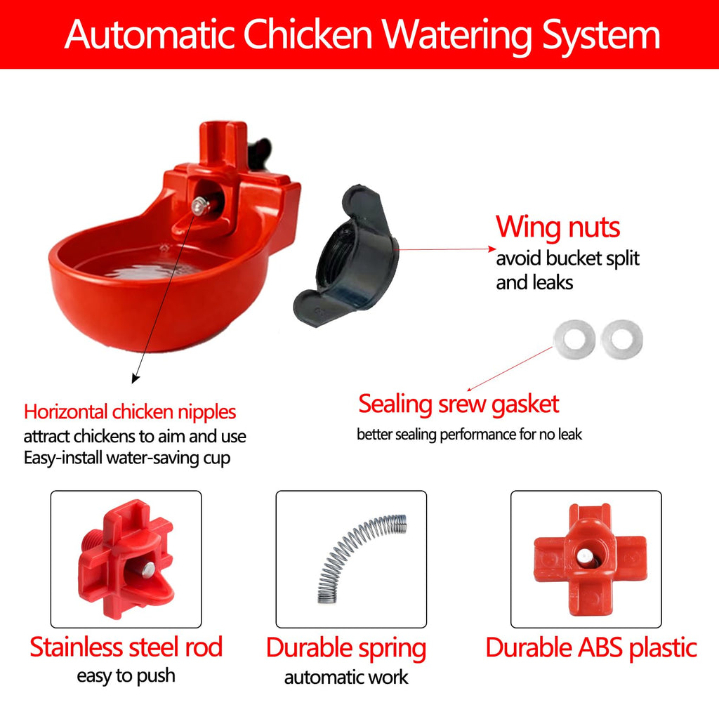 12-Pack Automatic Chicken Water Nipples with Cups N285
