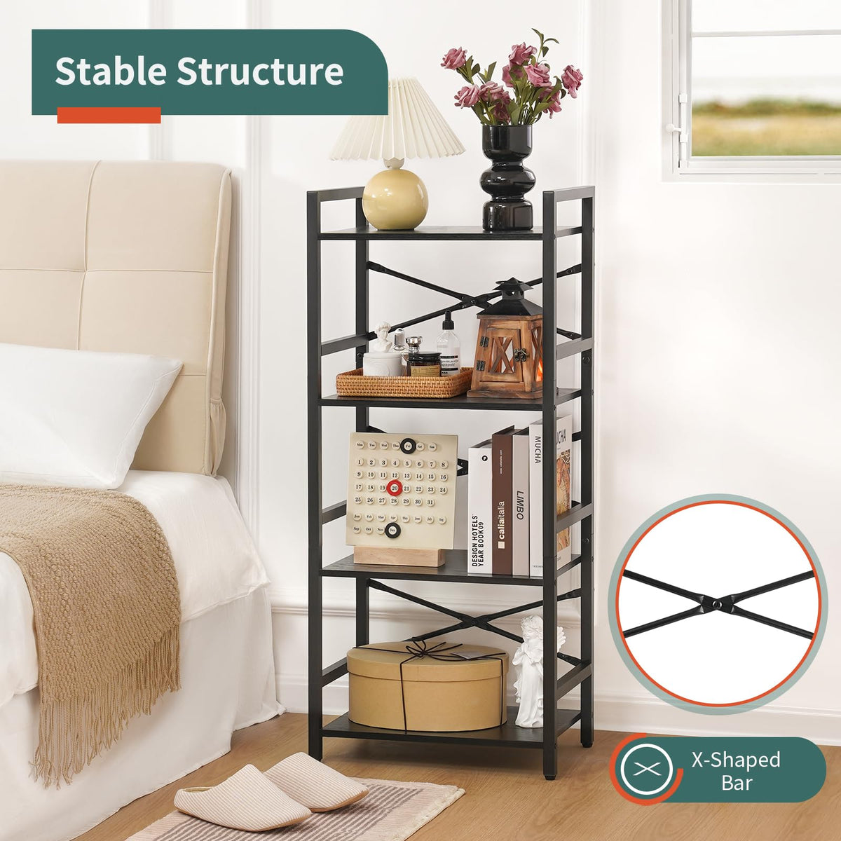 4 Tier Metal Wood Bookshelf C88335