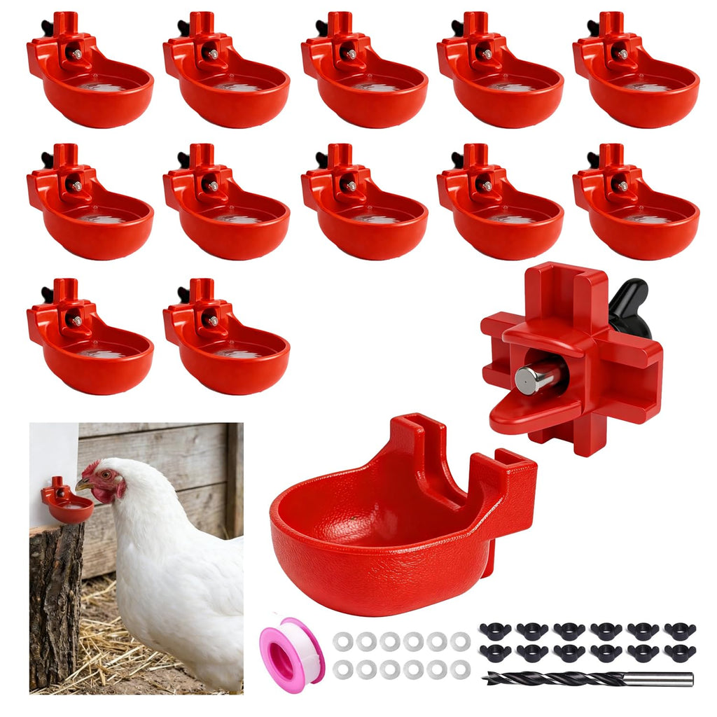 12-Pack Automatic Chicken Water Nipples with Cups N285