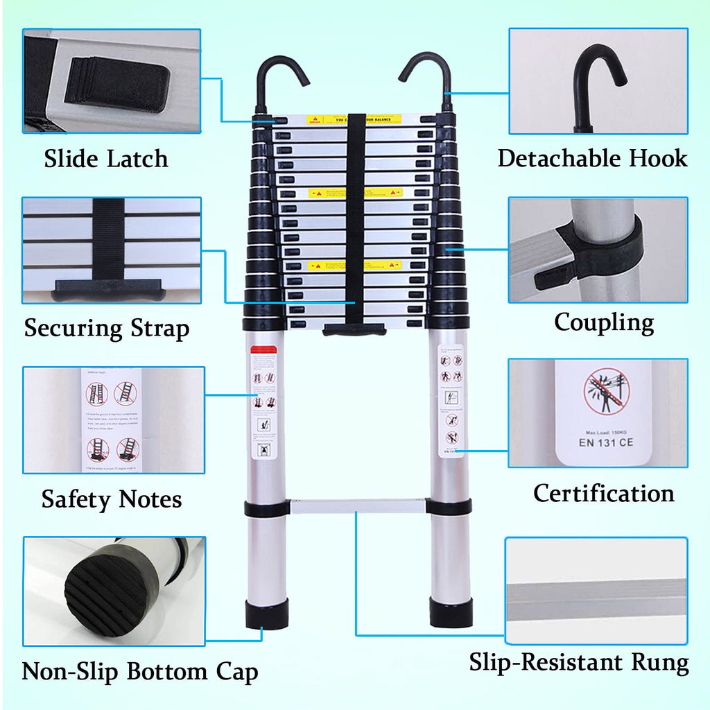 20.5FT Aluminum Telescoping Ladder 330lb K178