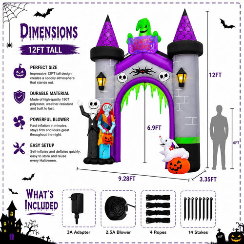 12FT Inflatable Archway with LED Light S3283