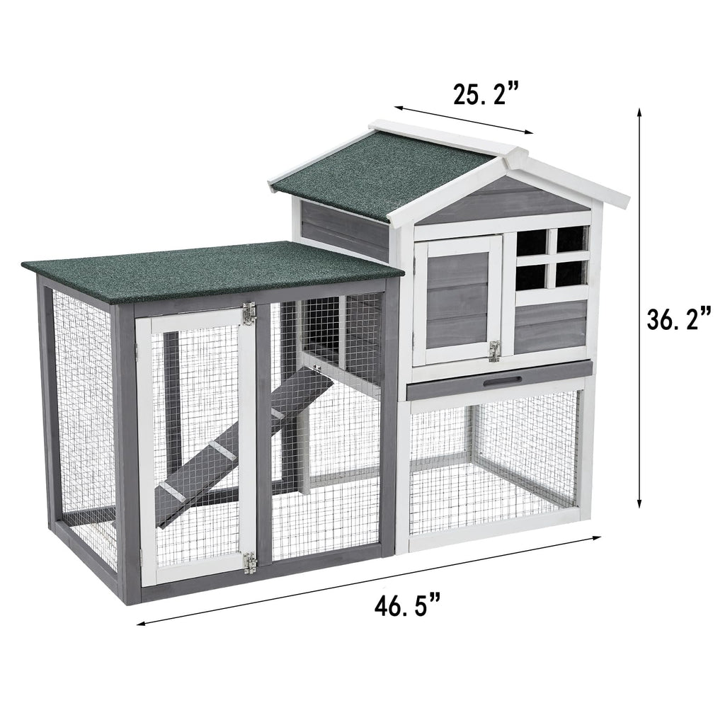 2-Story Wooden Bunny Hutch with Tray Z417