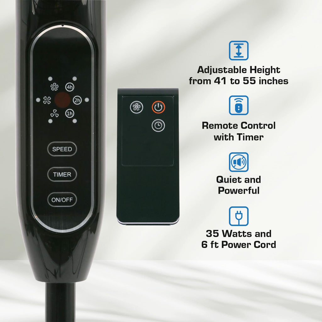 Black 16" Oscillating Pedestal Stand Fan with Remote Control L1875