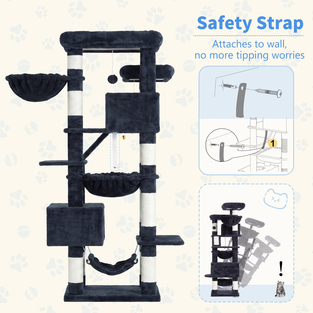 71-Inch-Tall Cat Tree with 2 Perches A96288