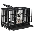 48 Inch Heavy Duty Dog Crate with Plastic Tray Double Doors W1043