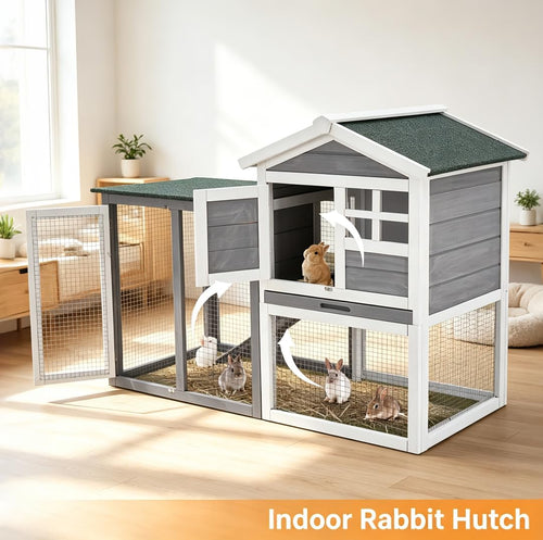 2-Story Wooden Bunny Hutch with Tray Z417