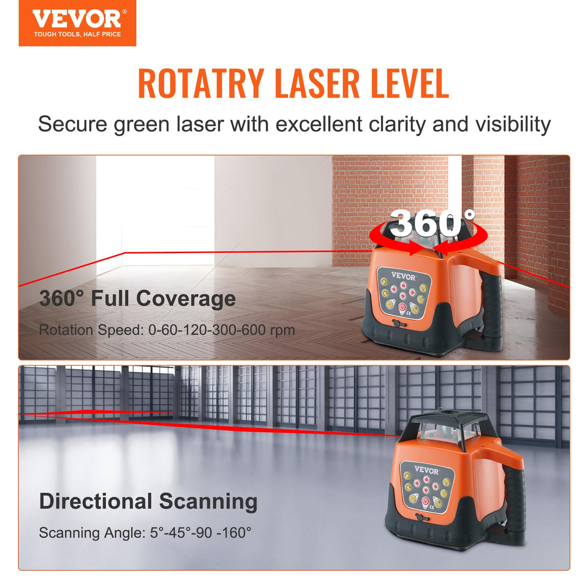 Rotary Laser Level 360 Degree Self-Leveling Red Cross Line X656