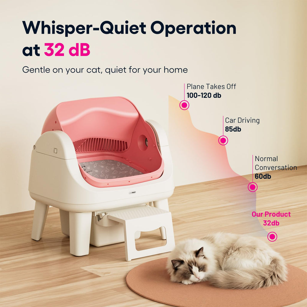 Self Cleaning Open Top Automatic Cat Litter Box Pink K3128