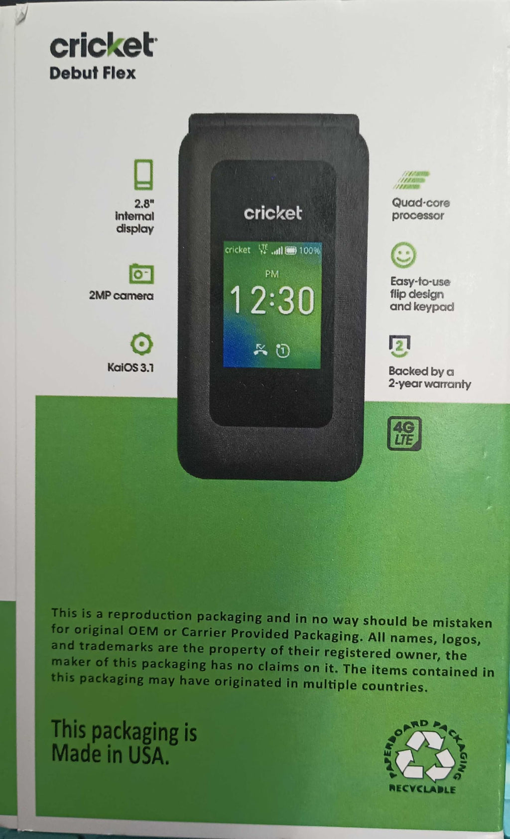 4G LTE Flip Phone with 2.8" Display U85487