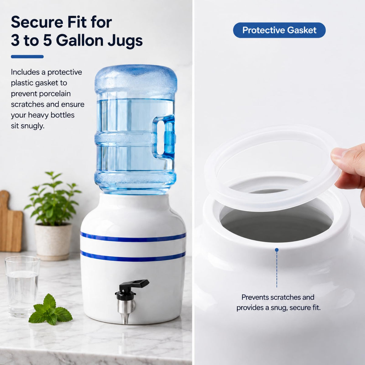 Ceramic Water Dispenser for 3 to 5 Gallon Jugs K981374