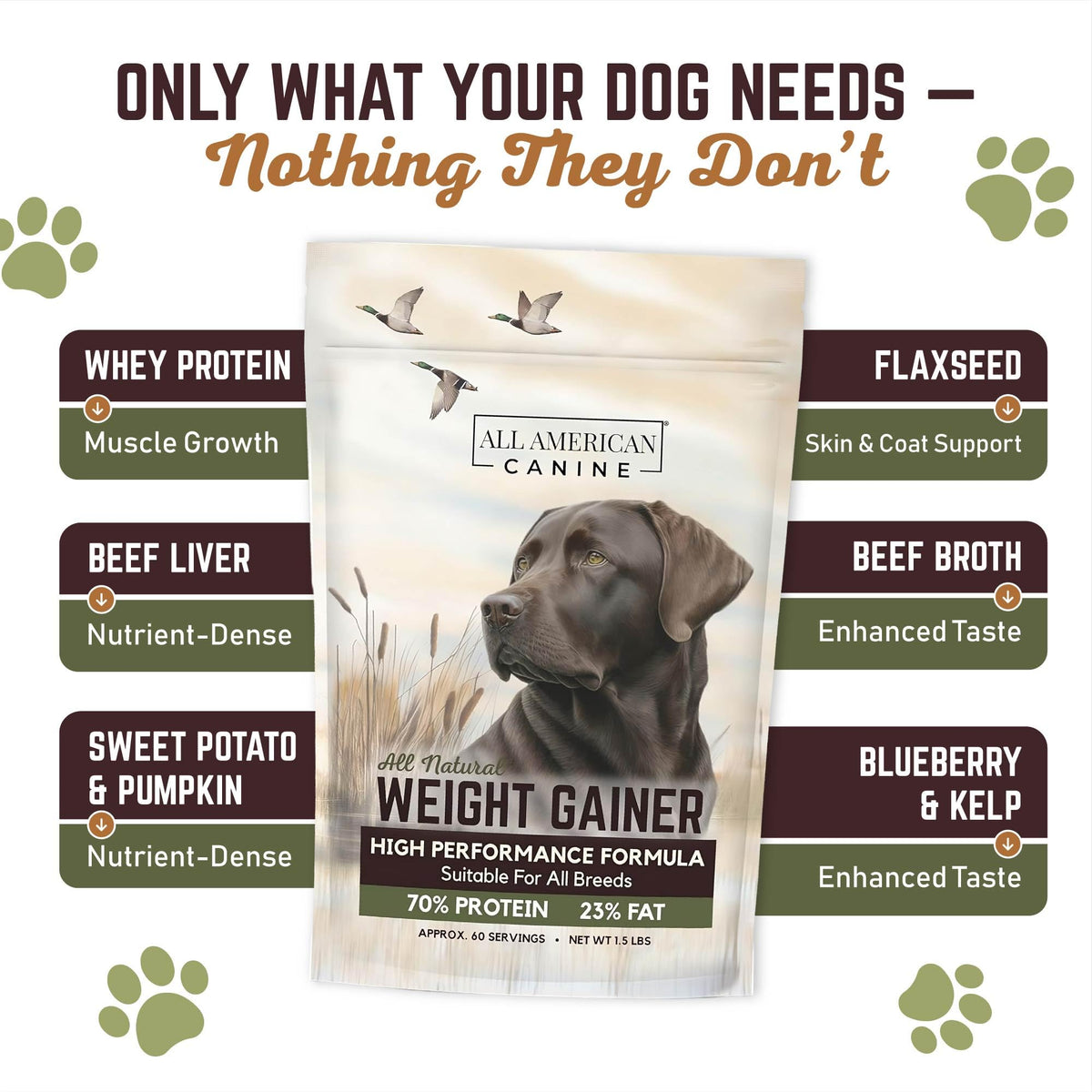 High Calorie Dog Weight Gainer Powder 60 Servings A8447