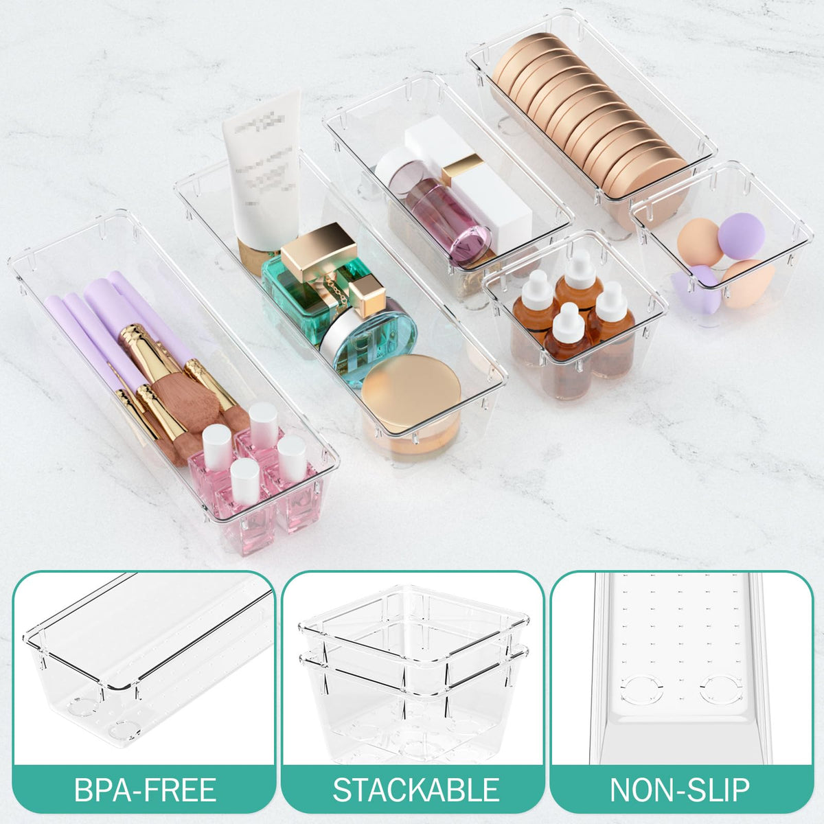12 Pack Clear Drawer Organizer Set F481594