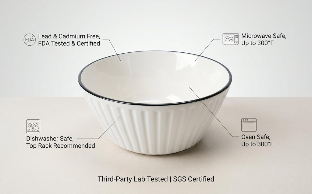 White Ceramic Serving Bowls Set of 4 V2830