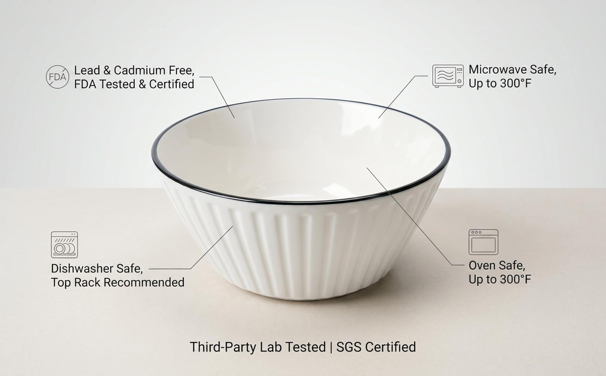 White Ceramic Serving Bowls Set of 4 V2830