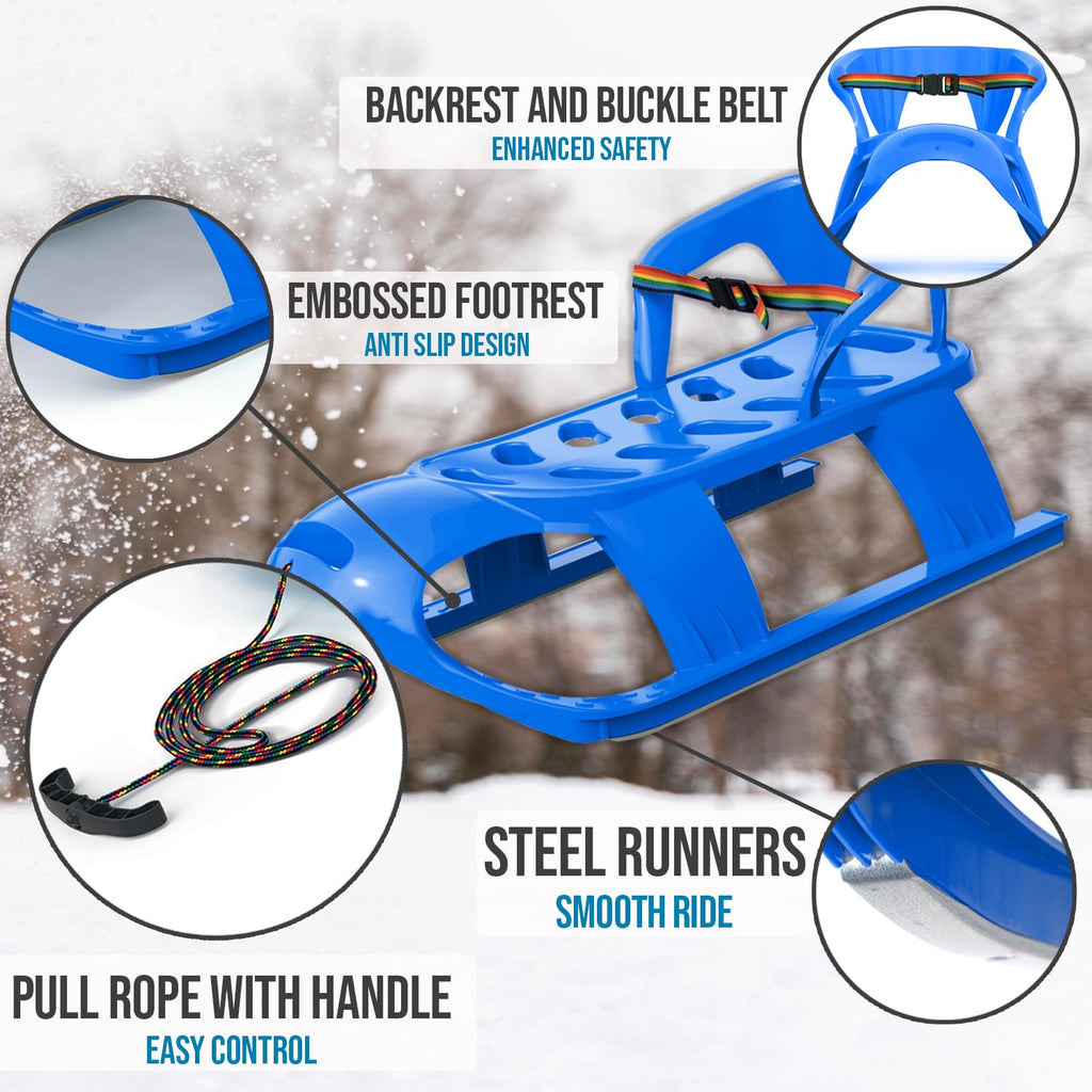 Snow Sled with Pull Rope, Backrest and Safety Belt K62437