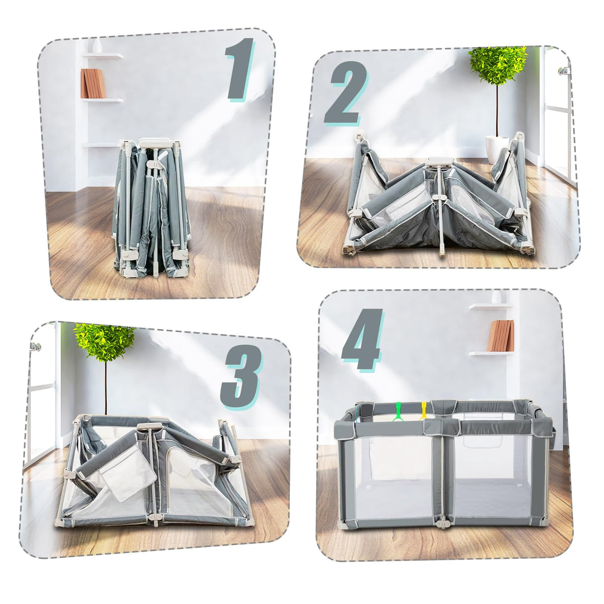 Foldable Baby Playpen with Mat W859748