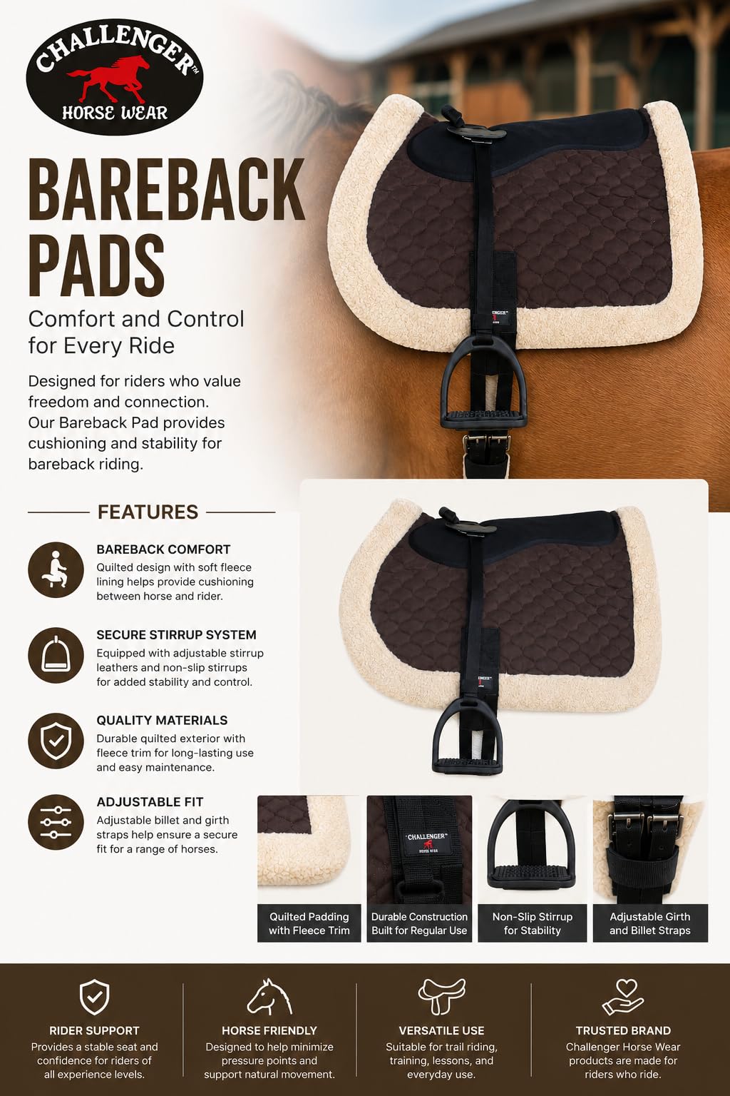 Black Quilted Bareback Pad C25084