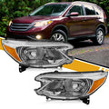 Halogen Headlight Assembly Pair Set Chrome Housing Amber Reflector F6863