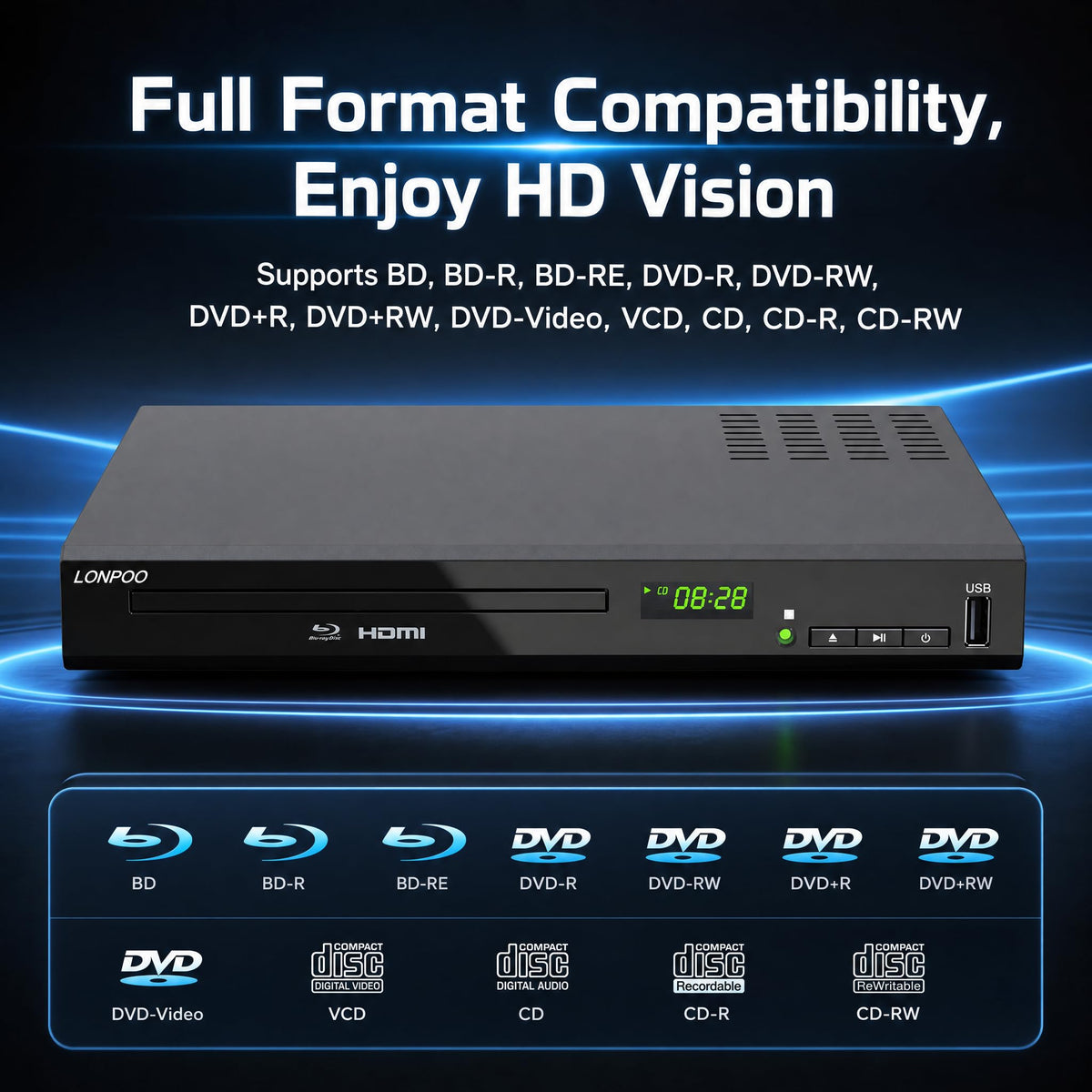 Full HD DVD Player HDMI with Dolby Digital TrueHD/DTS M887