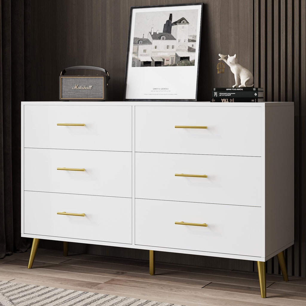 White 6 Drawer Dresser B31165