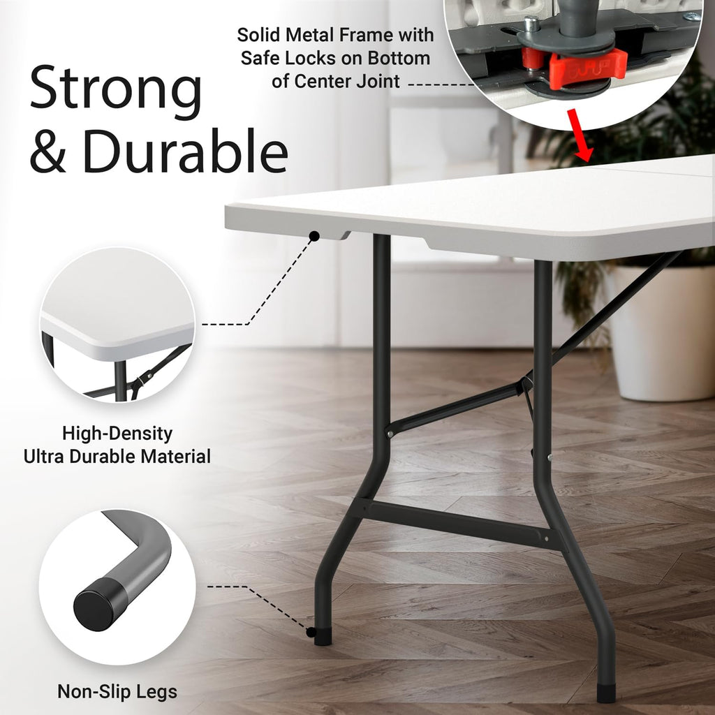 Foldable Table with Steel Legs White B4163
