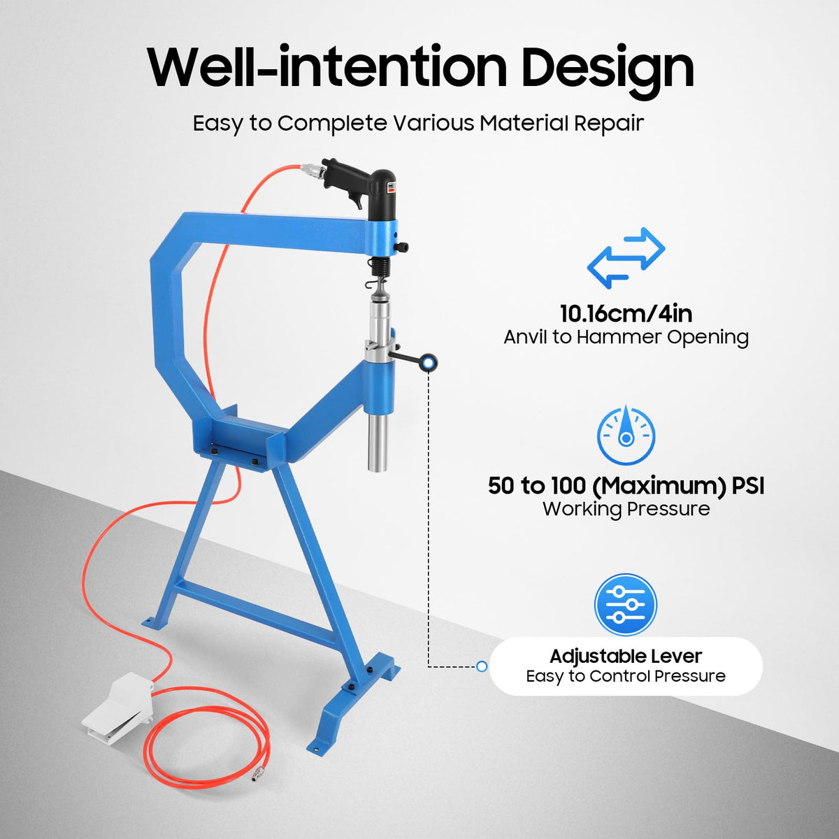 Pneumatic Planishing Hammer Metal Shrinker Stretcher Set Stainless Steel Sheet Metal Shaping Machine K4352