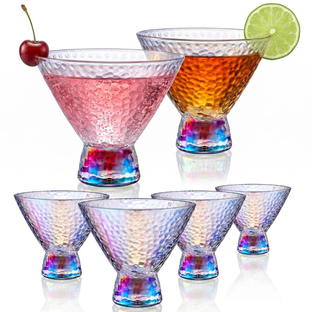 Set of 6 Stemless Martini Glasses 9oz Multicolor K30125