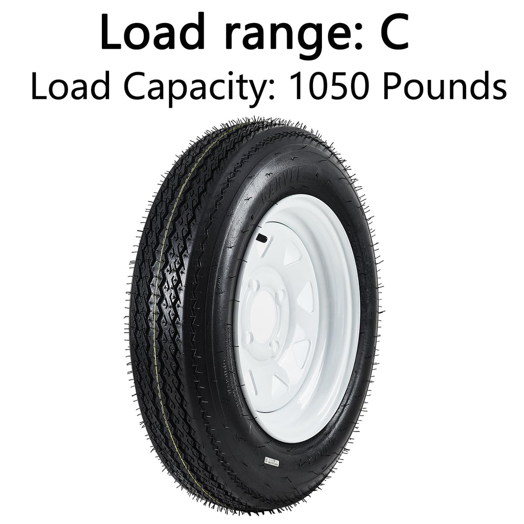2-Pack Trailer Tires on Rims 5.30-12 4 Lug White Wheels P399