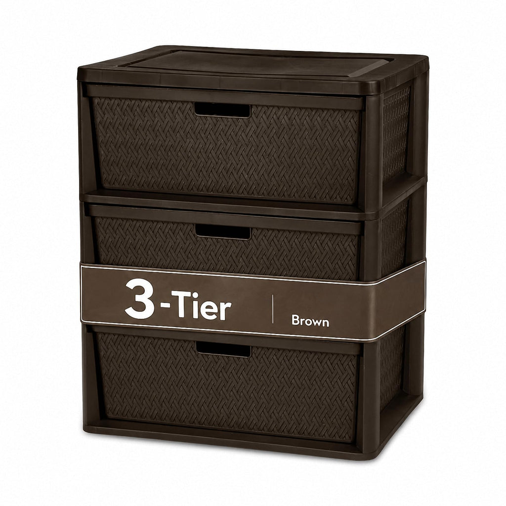 Brown 3 Drawer Plastic Storage Organizer N3190