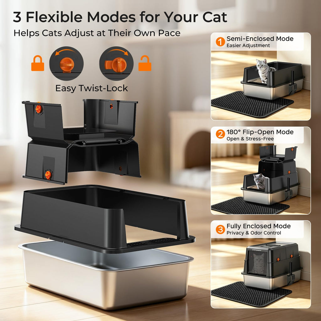 XL Stainless Steel Cat Litter Box B850122
