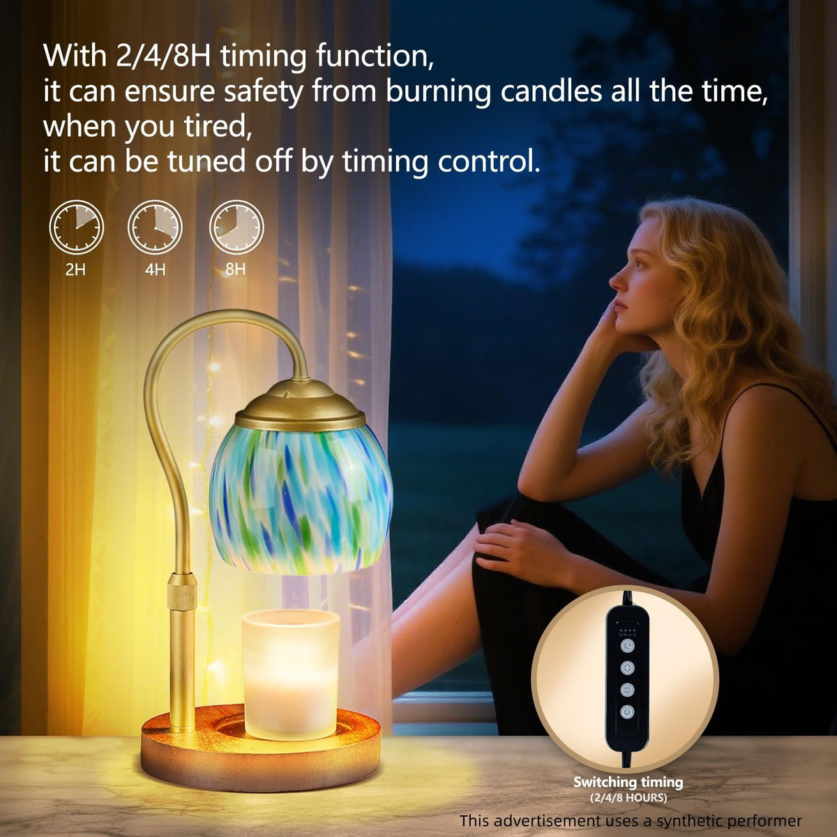 Blue Glass Candle Warmer Lamp G53457