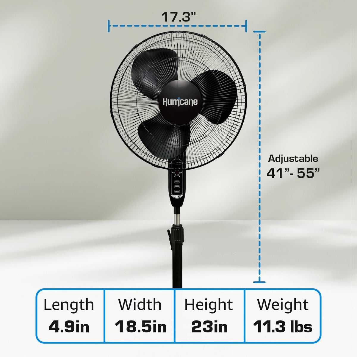 Black 16" Oscillating Pedestal Stand Fan with Remote Control L1875