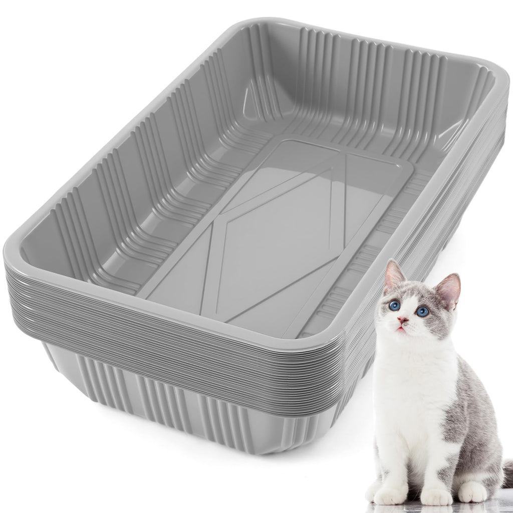 30 Pack Disposable Litter Boxes for Cats Gray U1978