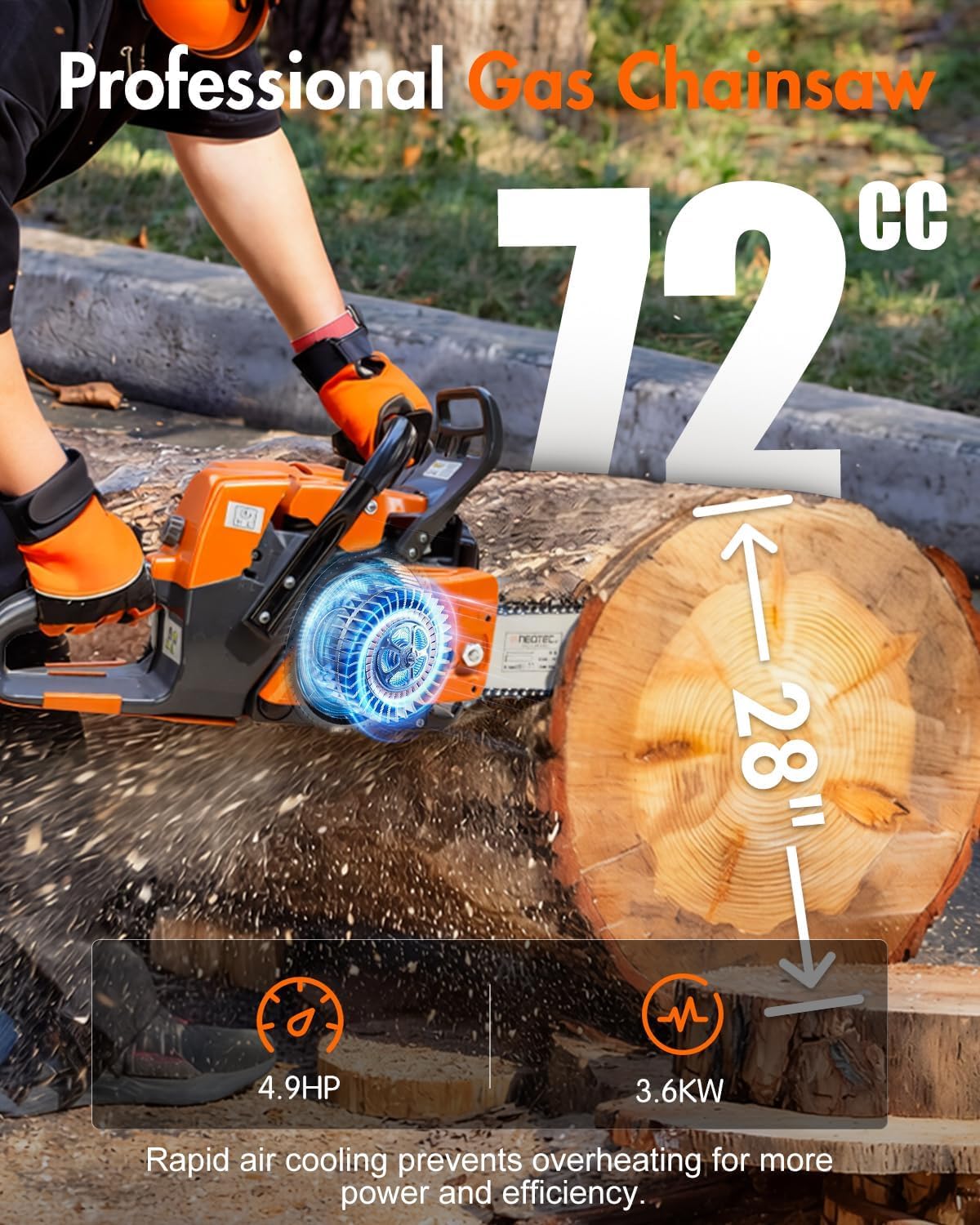 72cc Gas Powered Chainsaw with 24 inch Bar Chain V710329