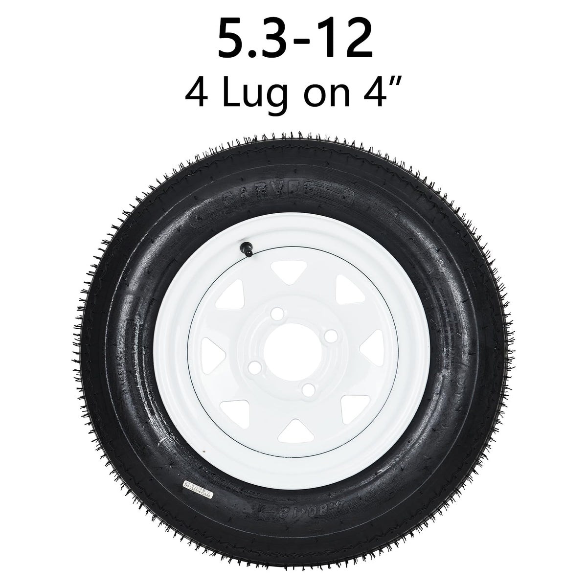 2-Pack Trailer Tires on Rims 5.30-12 4 Lug White Wheels P399