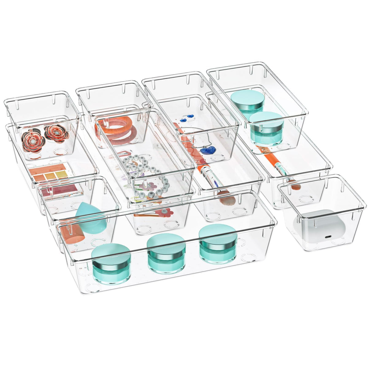 12 Pack Clear Drawer Organizer Set F481594