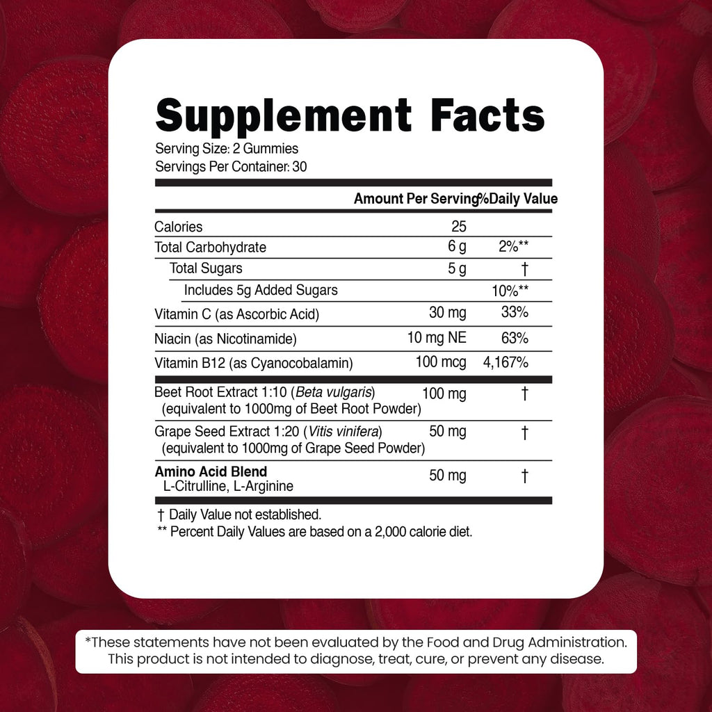 Beet Root Gummies with Grape Seed X126