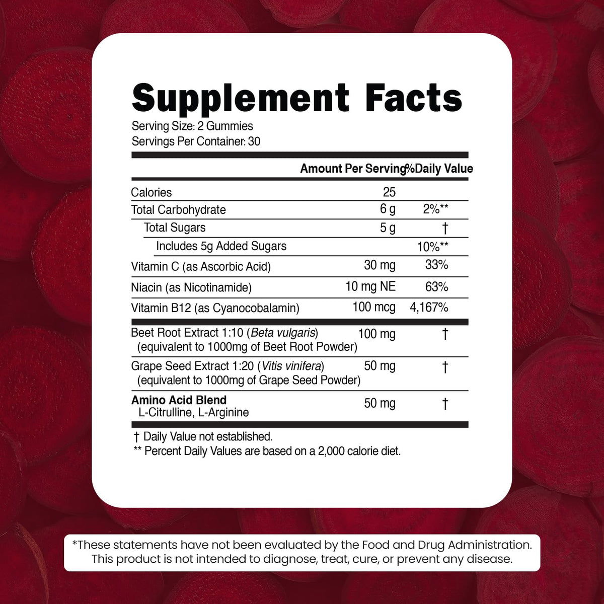 Beet Root Gummies with Grape Seed X126
