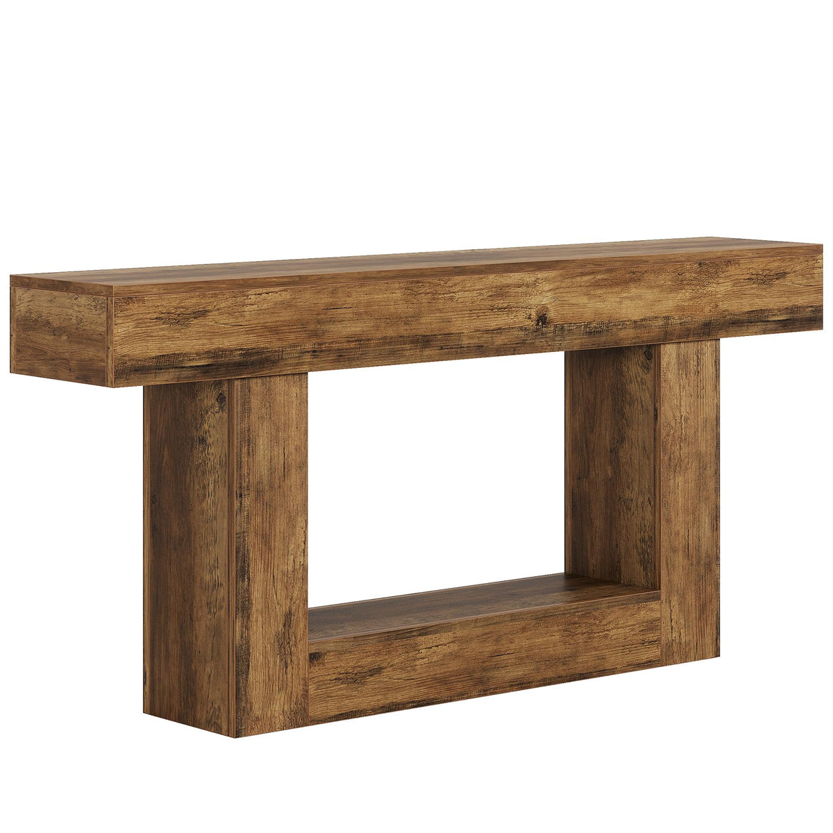 63" Farmhouse 2-Tier Console Table with U-Shaped Base Q9485