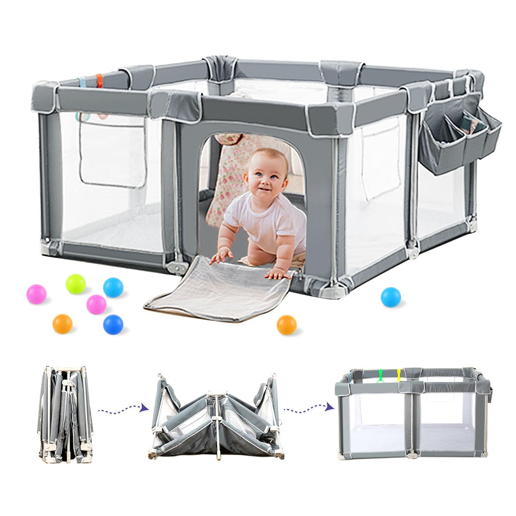 Foldable Baby Playpen with Mat W859748