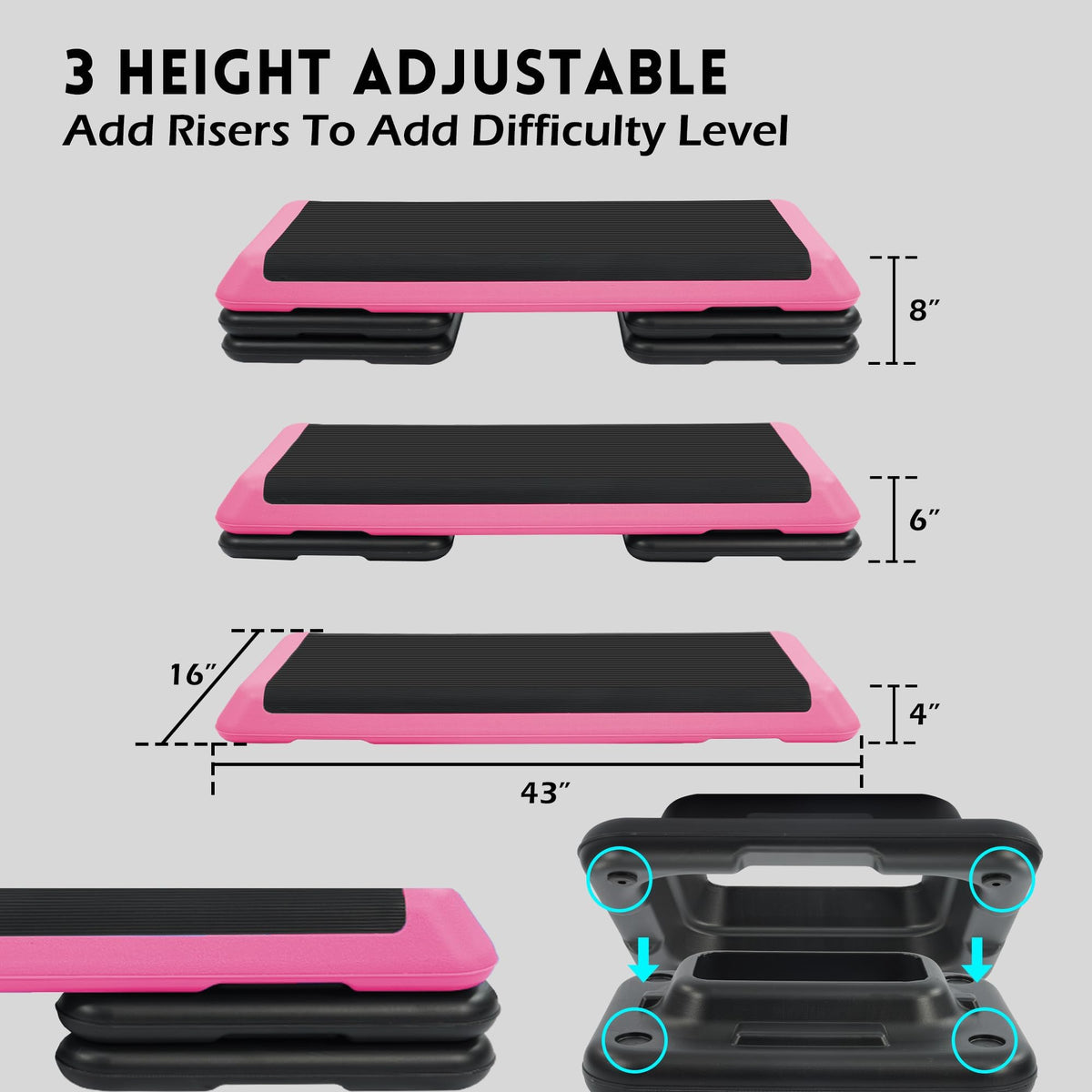 Adjustable Step Aerobic Platform with Risers N24950