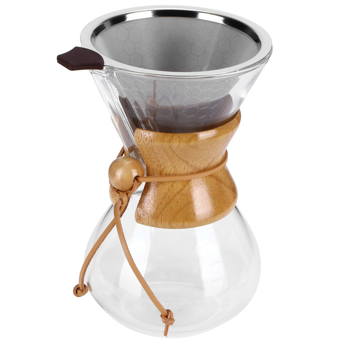 Glass Coffee Maker with Stainless Steel Filter 600ml H718
