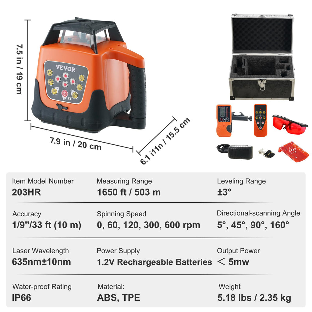 Rotary Laser Level 360 Degree Self-Leveling Red Cross Line X656