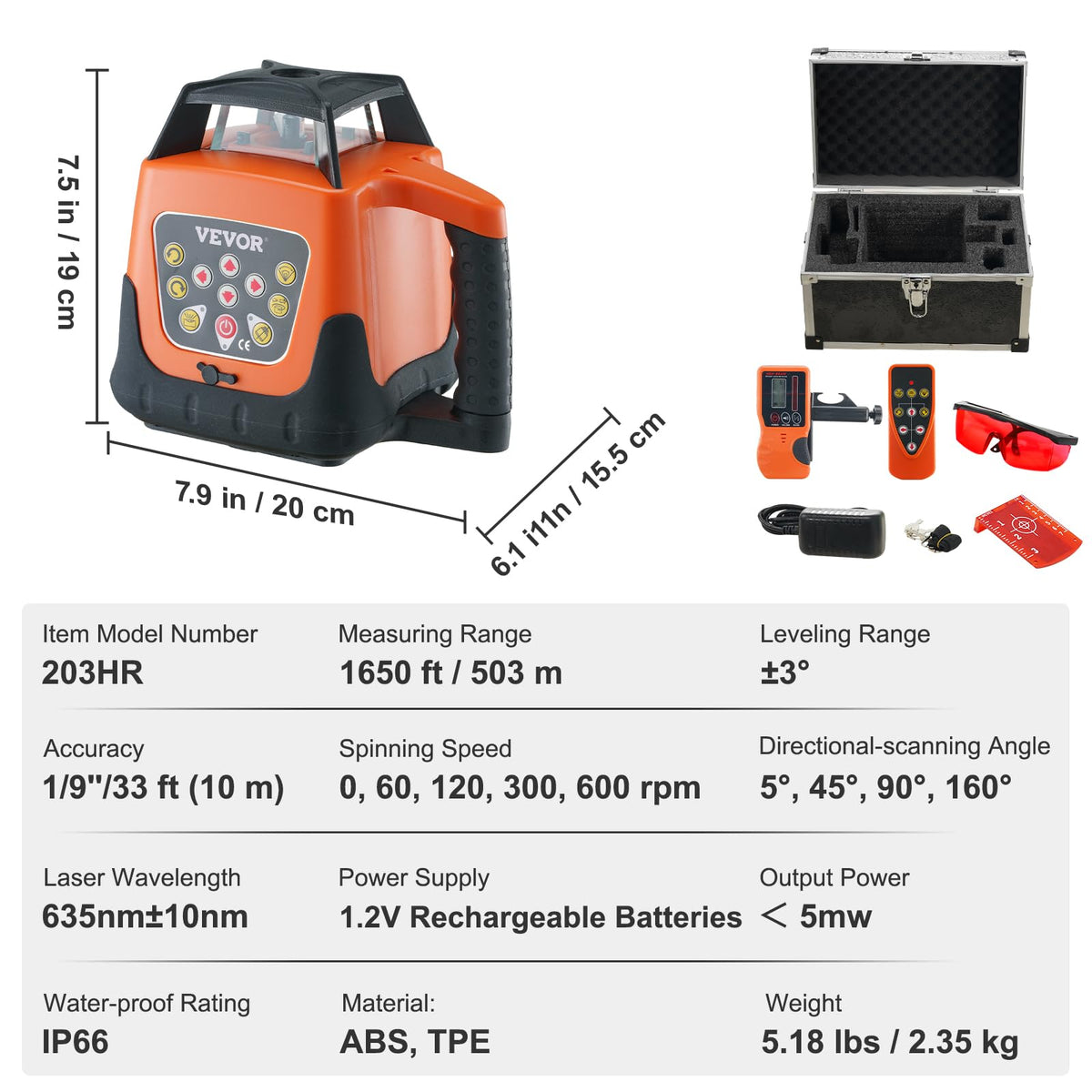 Rotary Laser Level 360 Degree Self-Leveling Red Cross Line X656