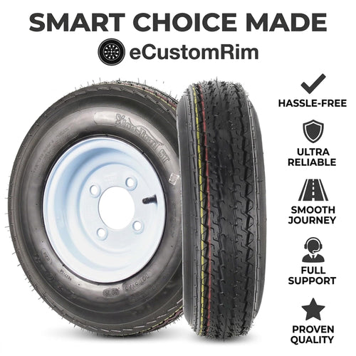 2-Pack Trailer Tire Rim Assembly 4.80-8 4 Lug White V82141