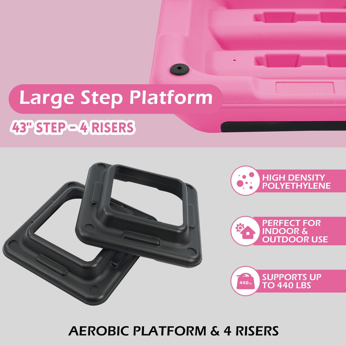 Adjustable Step Aerobic Platform with Risers N24950