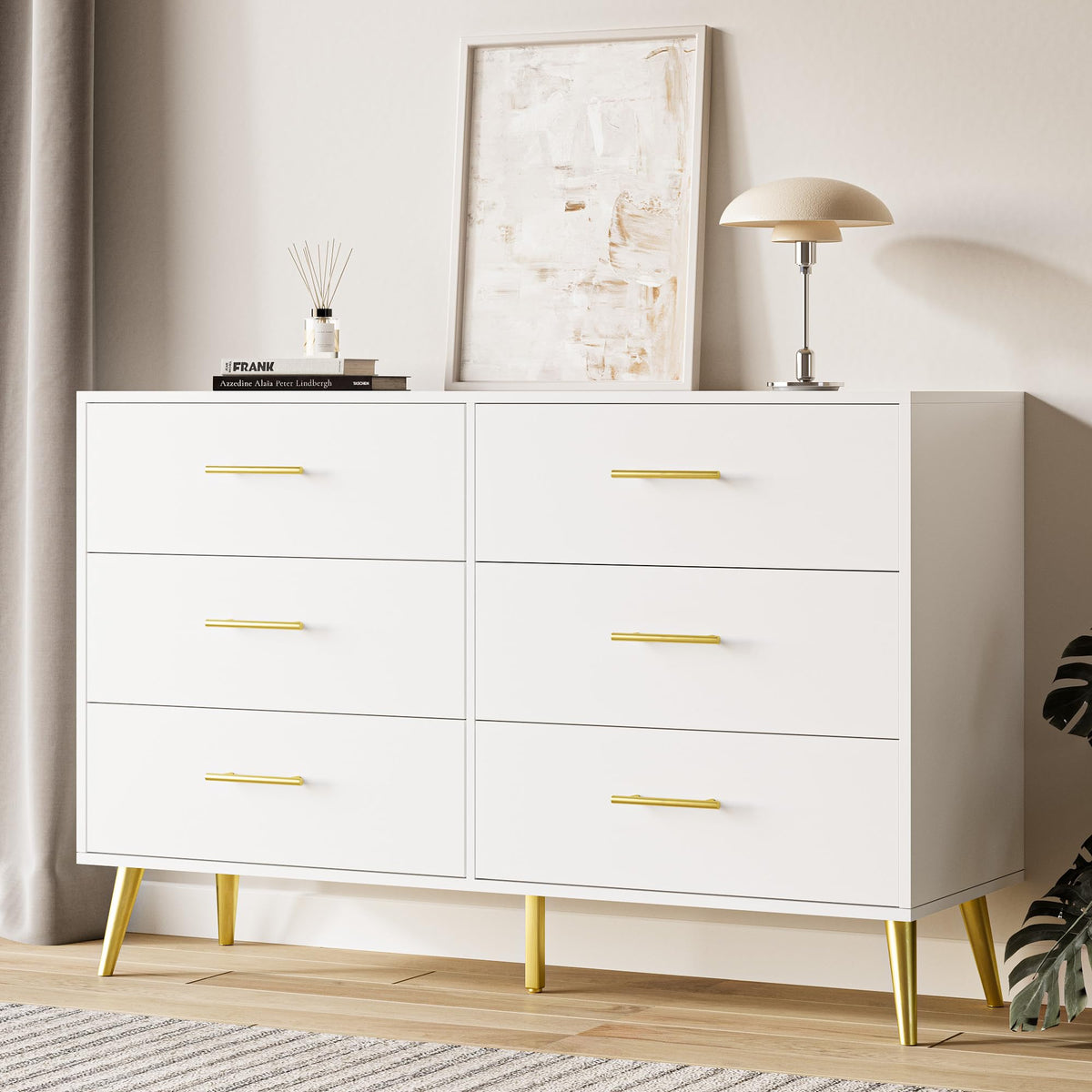 White 6 Drawer Dresser B31165