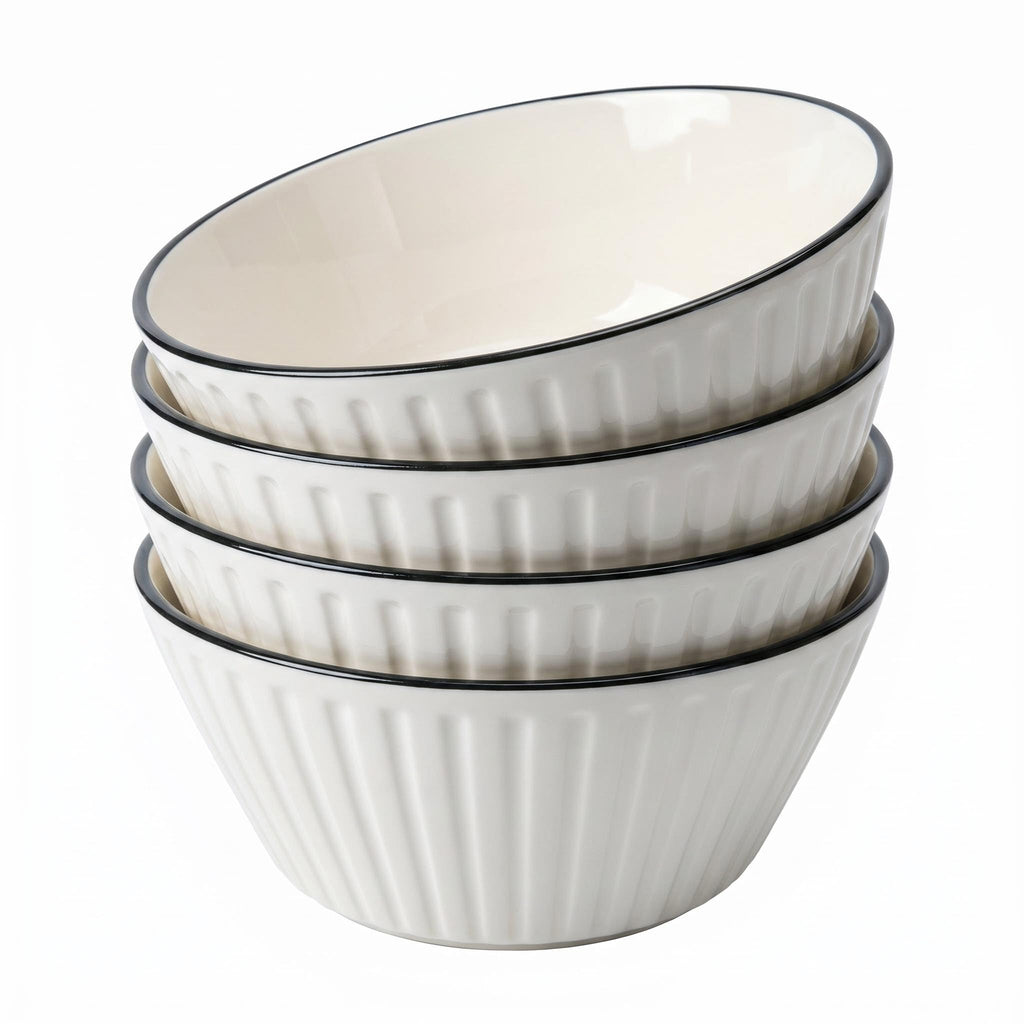 White Ceramic Serving Bowls Set of 4 V2830